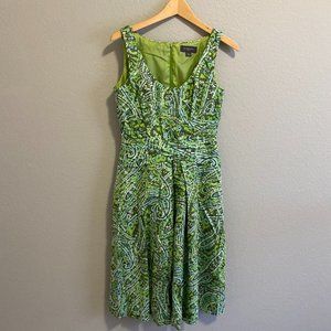 Liz Claiborne Green and Blue Floral Summer Dress | Size 6